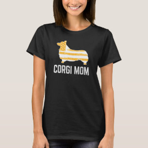 Corgi Mom Vintage Patriotic With American Flag T-Shirt