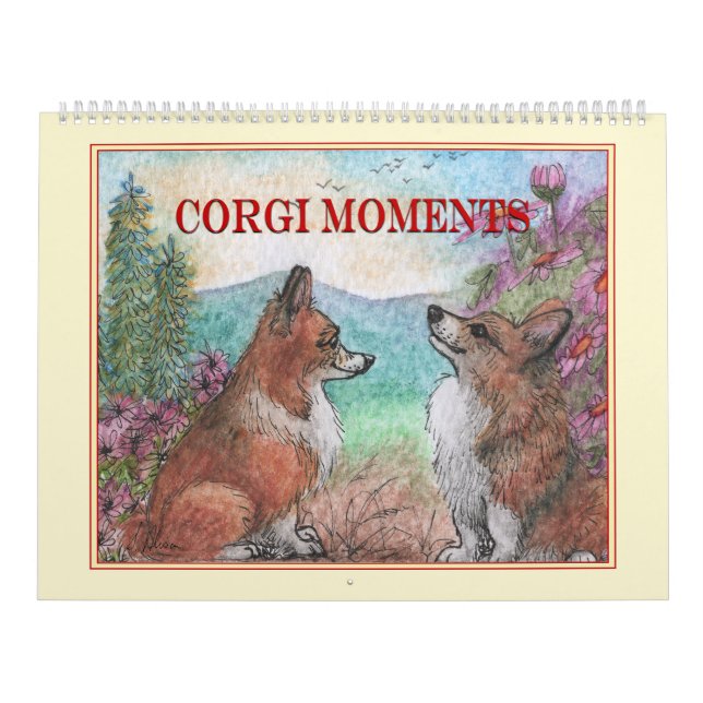 Corgi Moments Wall Calendar – Whimsical Dog Art (Cover)
