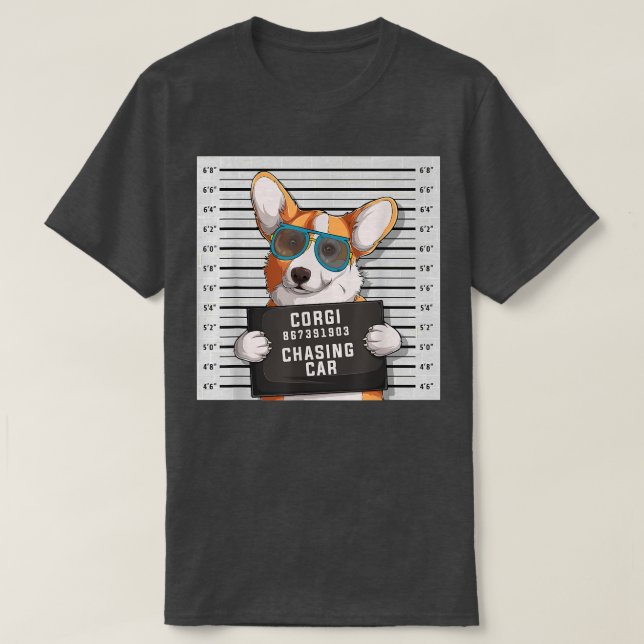 Corgi Mug Shot Criminal Dog  T-Shirt (Design Front)