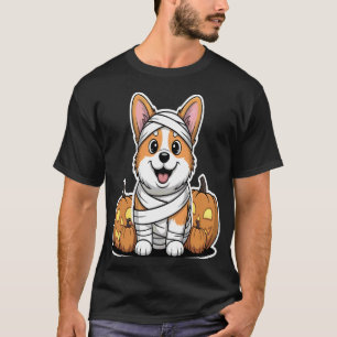 Corgi Mummy Halloween Pumpkins Dog T-Shirt