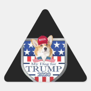 Corgi My Dog Trump 2020 Corgi Long Sleeve Triangle Sticker