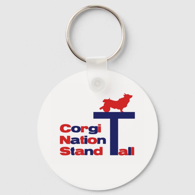 Corgi Nation Stand Tall Keychain (Front)