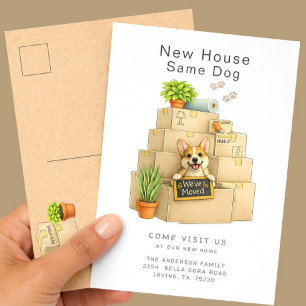Corgi New House Moving Announcement Postcard