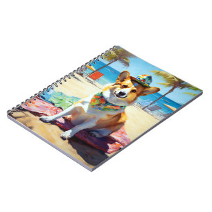 Corgi on Beach, summer gift for dog lovers  Notebook
