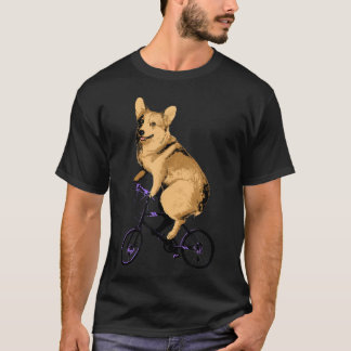 Corgi on Bike Funny Dog on a Bicycle Tee 
