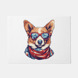 Corgi Patriotic Dog USA American Flag Doormat
