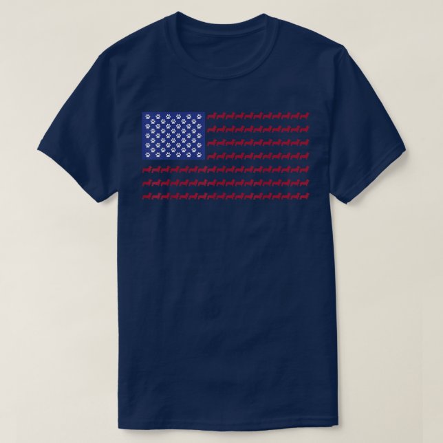 Corgi Patriotic Flag 4th of July Dog Tee  (Design Front)