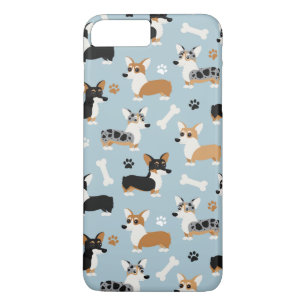 Corgi Pattern Blue Case-Mate iPhone Case