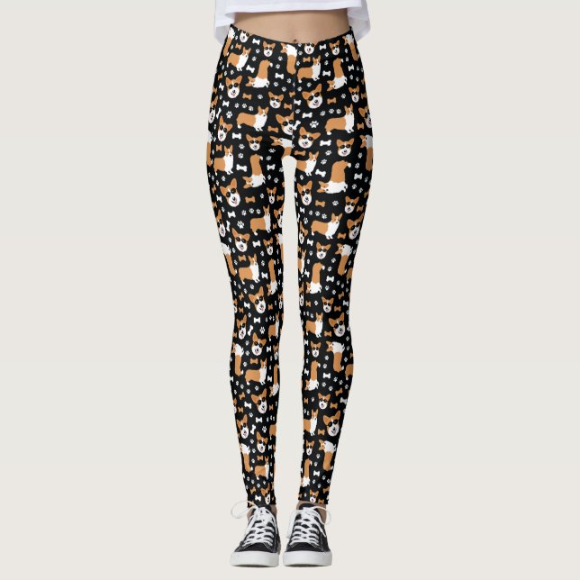 Corgi Pattern Cute Welsh Pembroke Corgis Leggings (Front)