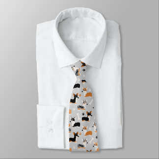 Corgi Pattern Grey Tie