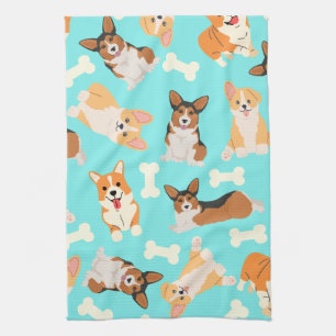 Corgi Pattern Kitchen Towel