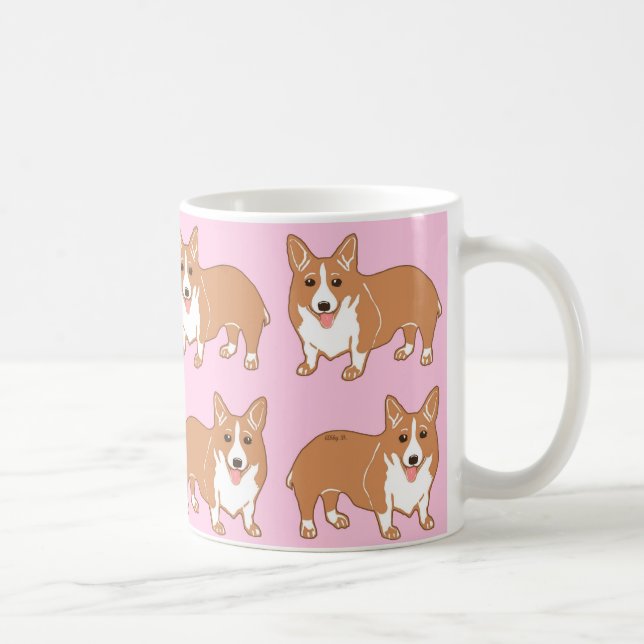 Corgi Pattern Light Pink Mug (Right)