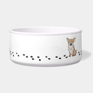 Corgi Paw Print Ceramic Pet Bowl
