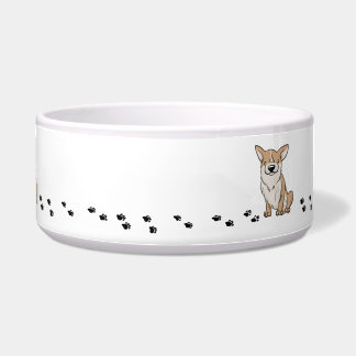 Corgi Paw Print Ceramic Pet Bowl