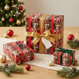 Corgi Paw Print Dog Bone Christmas Pattern Wrapping Paper