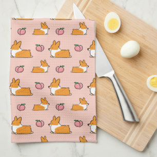 Corgi Peach Sploot Tea Towel