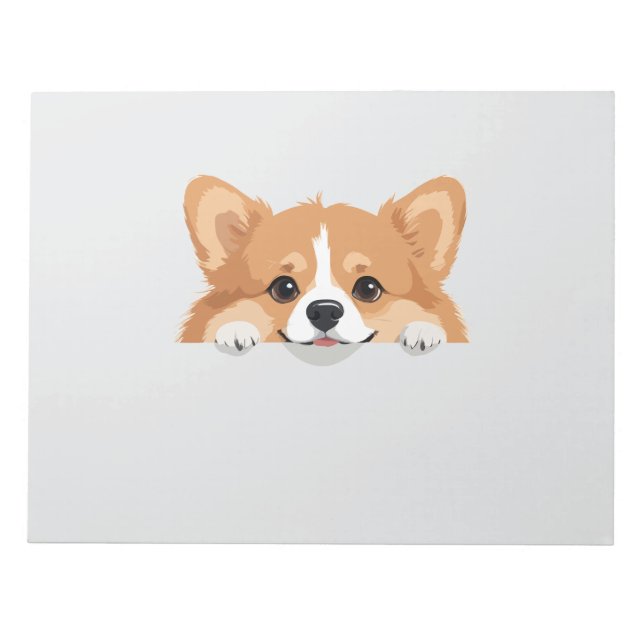 Corgi Peeking Cute Adorable Funny Animal Cartoon  Notepad (Front)