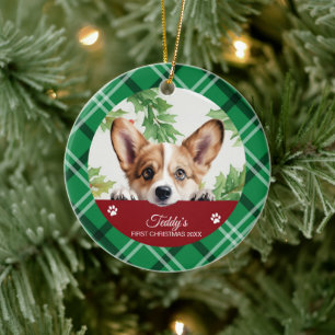 Corgi Personalized First Christmas Ceramic Ornament