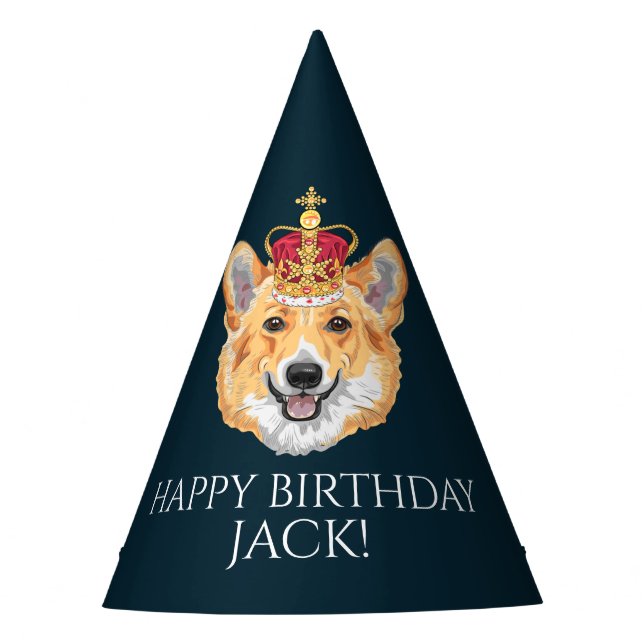 Corgi Personalized Royal Party Hat (Front)