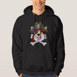 Corgi Pirate Costume Jolly Roger Flag Skull Crossb Hoodie