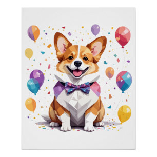 Corgi Playful Adorable Fun Animal Colourful Happy Poster