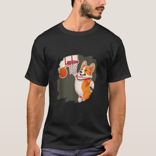 Corgi Playing Basketball Funny Dog Basketball Tank (Front)