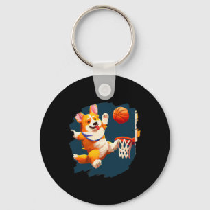Corgi Playing Sketll Funny Dog Sketll For Men Wome Keychain