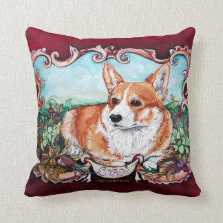 Corgi Portrait by Cherry O'Neill Throw Pillow