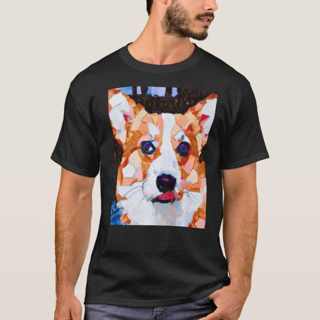 Corgi Portrait Cubism T-Shirt (Front)