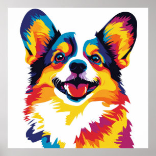 Corgi Portrait Illustration Watercolour Painting Poster