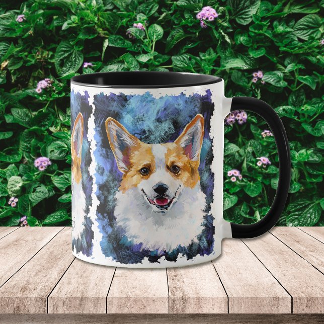 Corgi Portrait on Abstract Personalized Mug (Creator Uploaded)