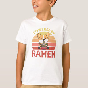 Corgi Powered By Ramen Cute Kawaii Noodle Dogs T-Shirt