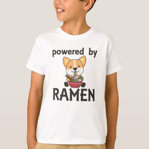 Corgi Powered By Ramen Cute Kawaii Noodle T-Shirt