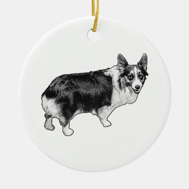 Corgi Prism Holiday Wink Ceramic Ornament (Front)