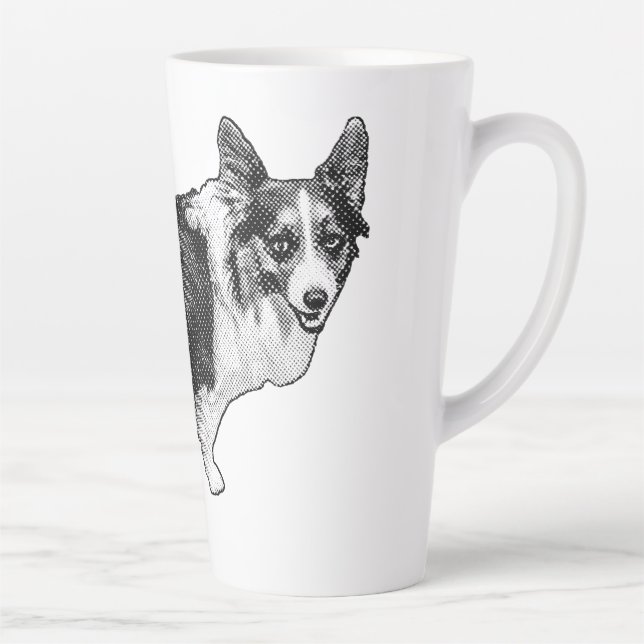 Corgi Prism Holiday Wink Latte Mug (Right)