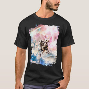 Corgi Pug Riding Unicorn Robot In Space T-Shirt