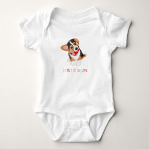 Corgi puppy baby's 1st Christmas bodysuit