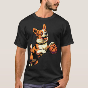 Corgi Puppy Basketball Design for Men Women and K T-Shirt