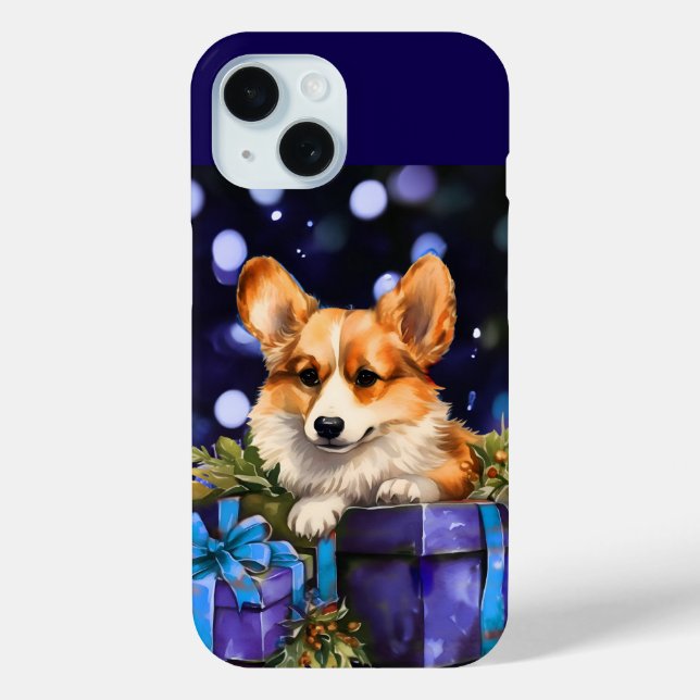 Corgi Puppy Coque de Noël Mate coque iphone (Verso)