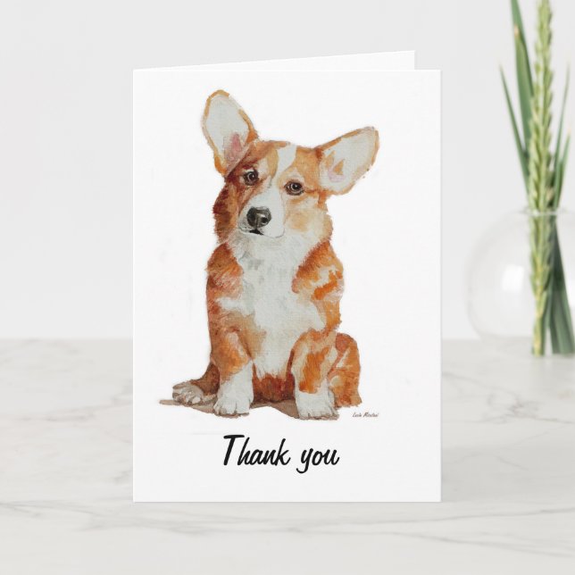 Corgi puppy design for Thank you card blank inside (Front)