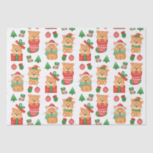 Corgi Puppy Dog Cute Festive Elf Santa Christmas  Tissue Paper