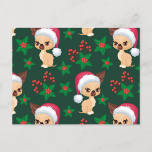 Corgi Puppy Dog Elf Santa Festive Merry Christmas Holiday Postcard