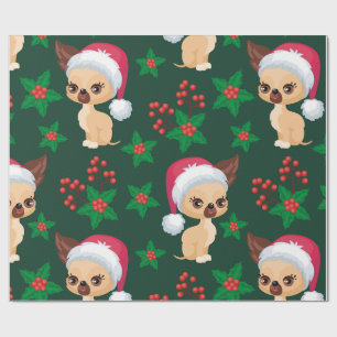 Corgi Puppy Dog Elf Santa Festive Merry Christmas Wrapping Paper
