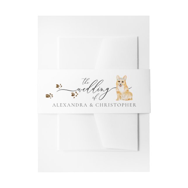 Corgi puppy Dog Owner Wedding Calligraphy Invitation Belly Band (Front Example)