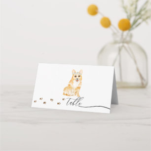 Corgi puppy Dog Owner Wedding Script Table Place Card