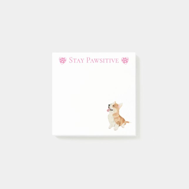  Corgi Puppy Dog Positive Attitude Motivational  Post-it Notes (Front)