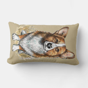 Corgi Puppy Hugs Lumbar Pillow