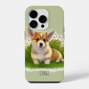 Corgi puppy on the grass   cute pet iPhone 14 pro case
