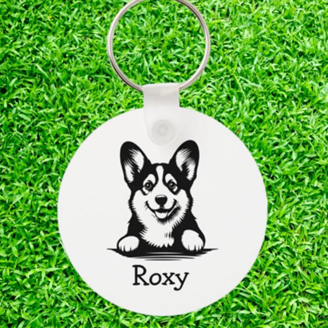 Corgi Puppy Personalized Theme Keychain (Carry your love for Corgis everywhere with a personalized Corgi puppy keychain.)