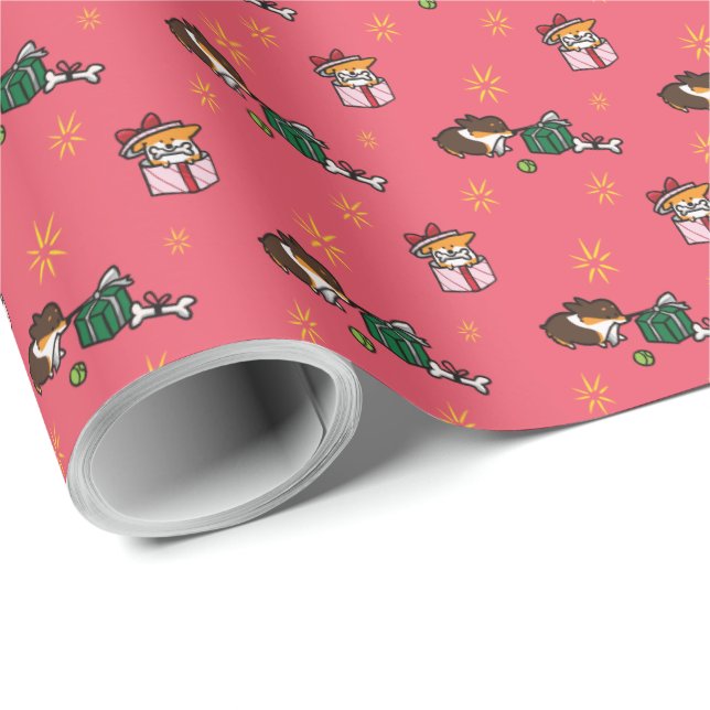 Corgi Puppy Present "Mini Pattern" Wrapping Paper (Roll Corner)